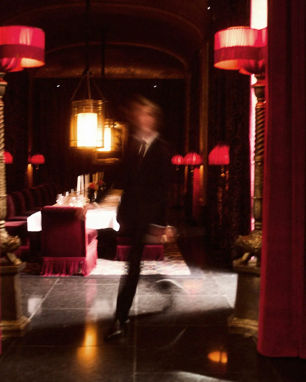 The restaurant, red velvet and low light