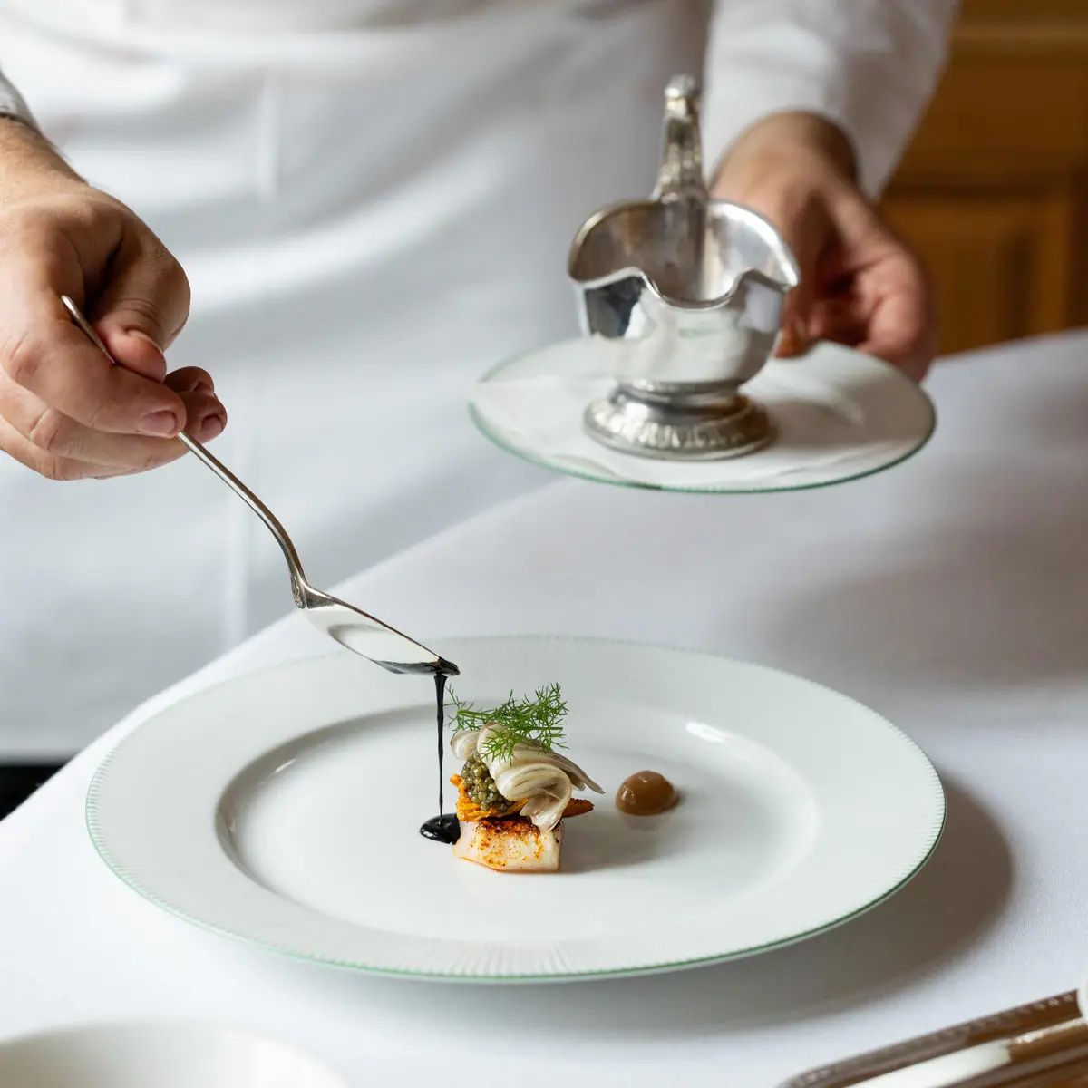 A dish finished at the table